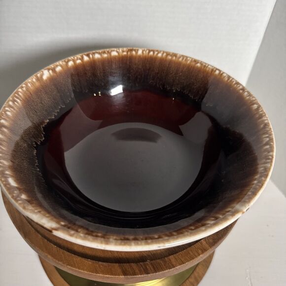 Vintage Art Pottery Brown Drip Glazed Round Vegetable/Serving Bowl 8.25”x2.5” - Picture 2 of 7